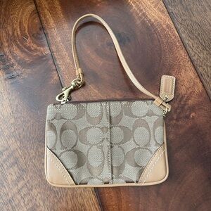 Coach Brown Signature Wristlet